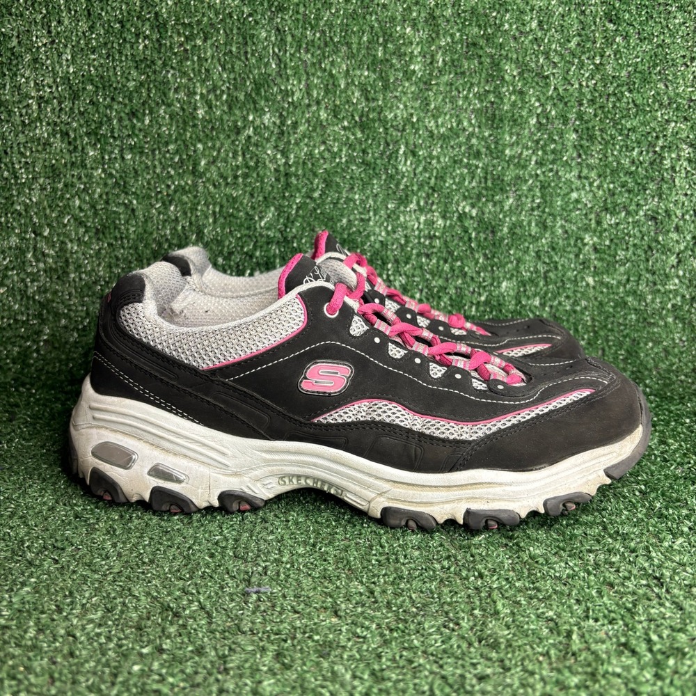 Skechers D Lites Life Saver Walking Sneaker Black Pink Womens Size 10 Extra Wide
